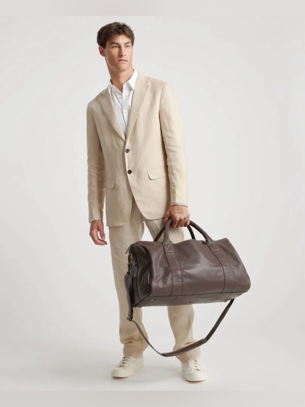 Quince Nappa Leather Duffle Bag Dark Brown New With Tags - Picture 4 of 14